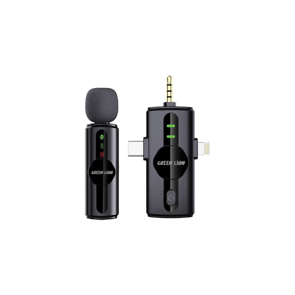 Green Lion 3-in-1 Noise Cancellation Wireless Microphone – Black