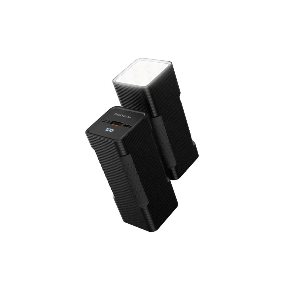 Porodo Lumera 10000mAh Power Bank with Built-In Flashlight – Black
