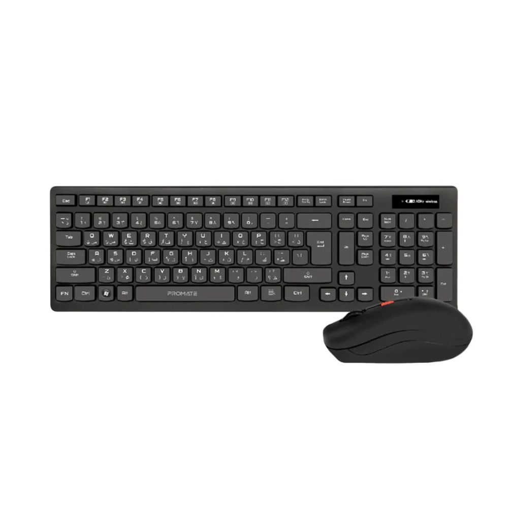 Promate Sleek ProCombo-12 – Profile Full Size Wireless Keyboard and Mouse – EN & AR