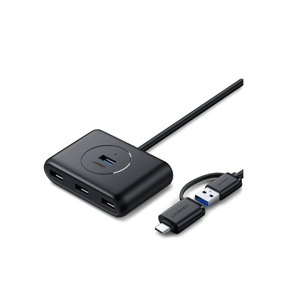 UGREEN – CR113 USB 3.0 to 4- Port USB 3.0 Hub + Type-C Connector, with Power Port – 40850