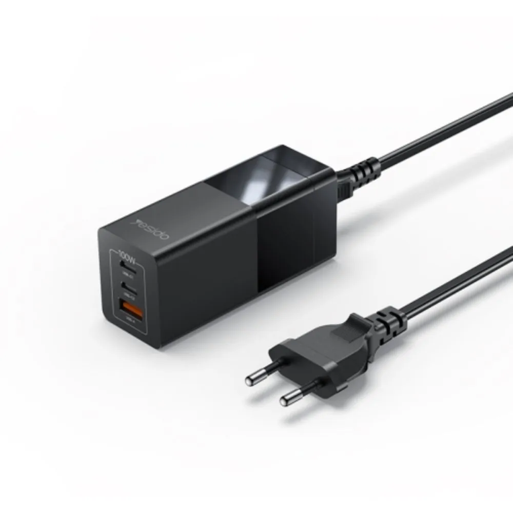 Yesido YC58 100W 2Type-C+USB Ports with 1 Socket Desktop GaN Charger
